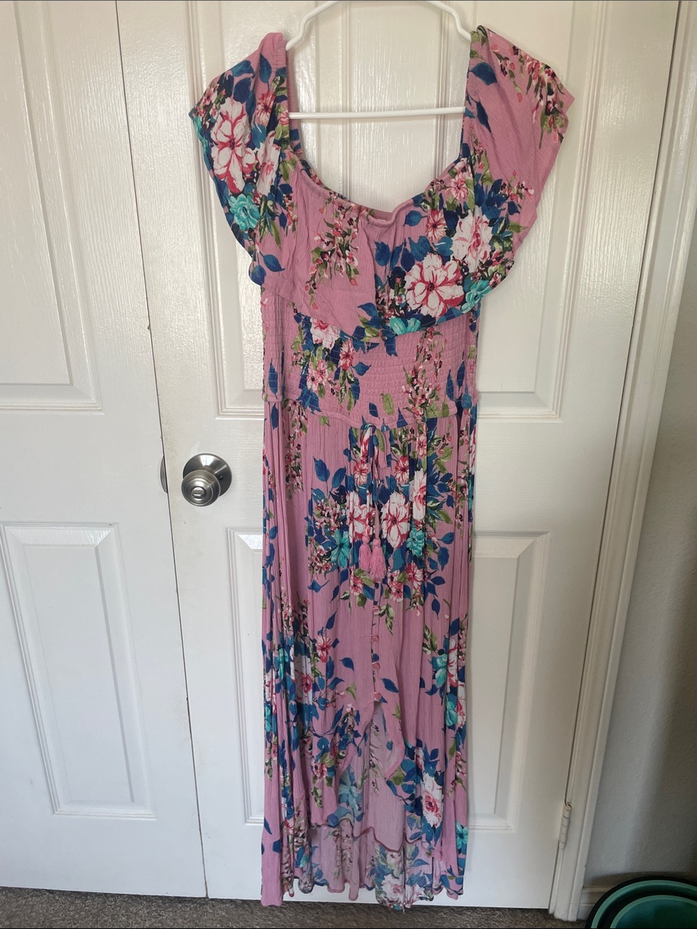 Xhilaration Pink Floral High-Low Maxi Dress